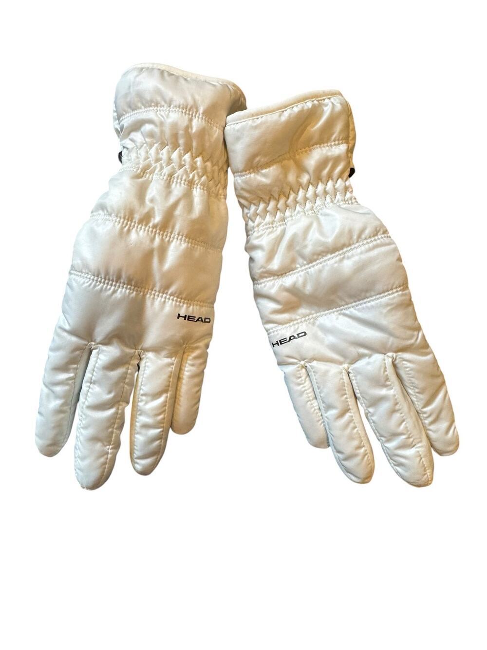 HEAD Women’s Medium White Windproof Insulated Ski Snow Gloves Black Grip
